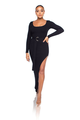 Eva Satin Mini Dress - Black