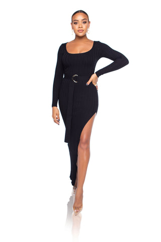 Ava Sweater Mini Dress - Black