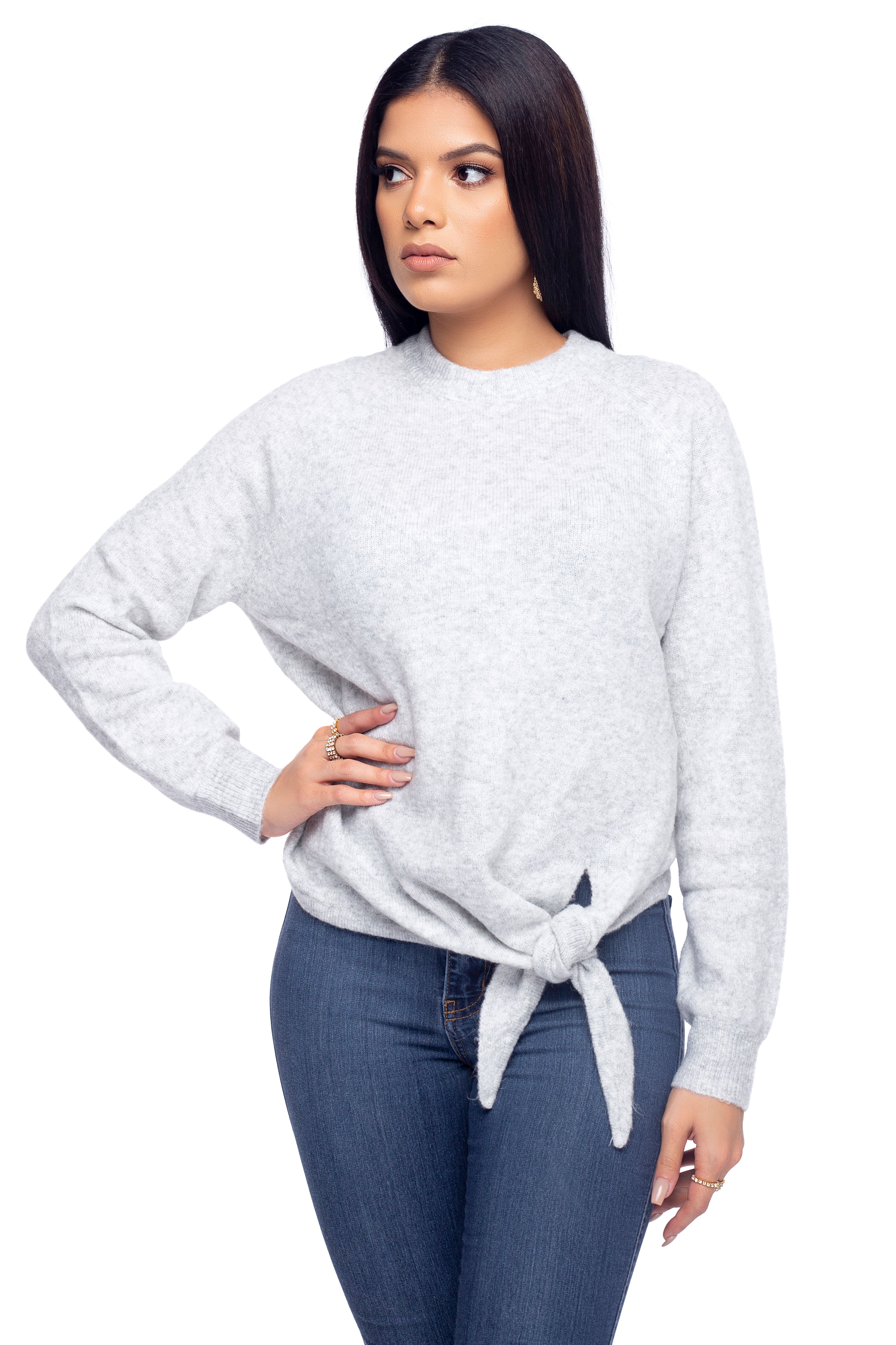 Chloe Knotted Sweater - Grey