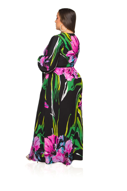 Iris Floral Maxi Dress - Black - ShopLuvB