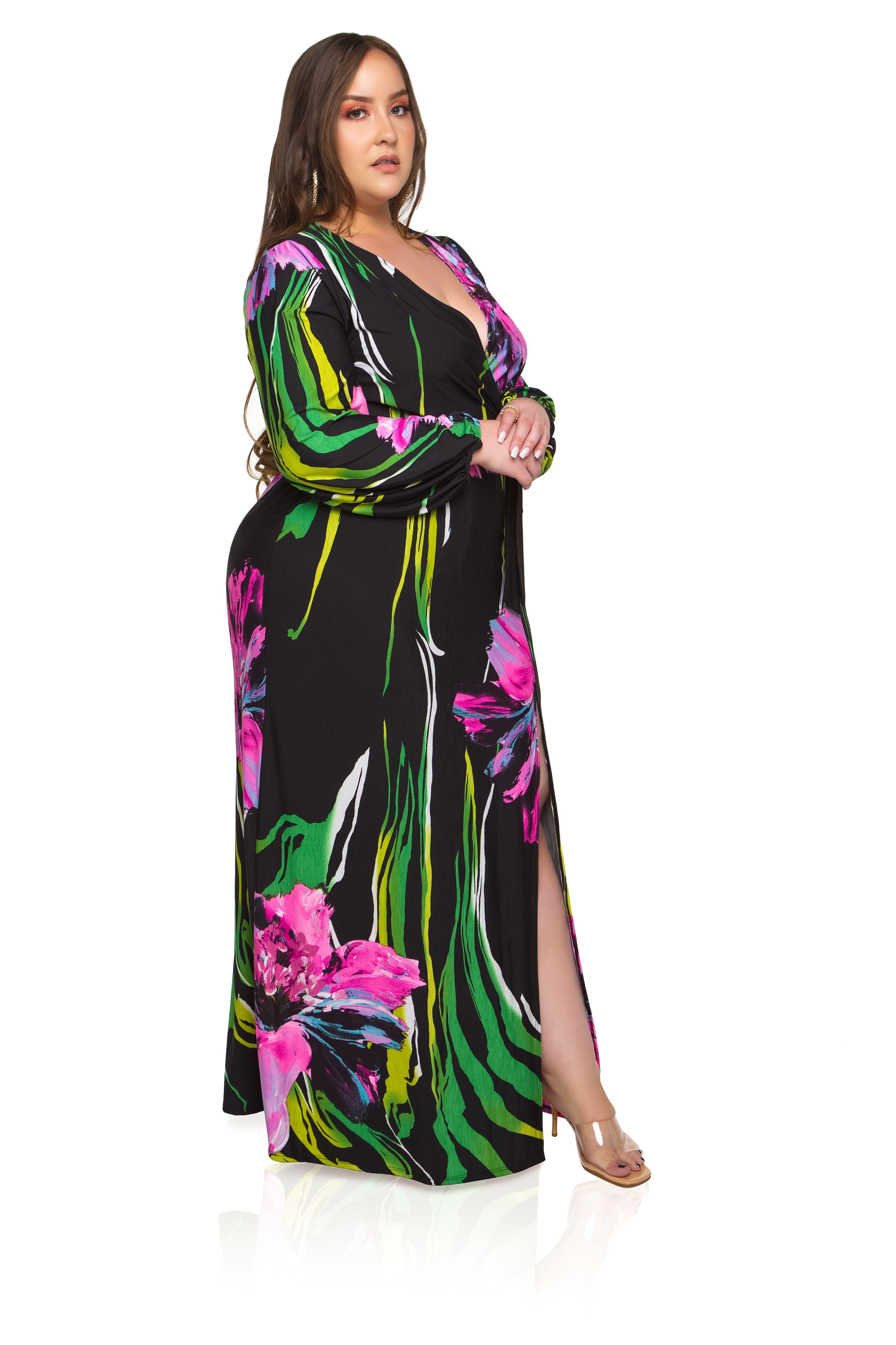 Iris Floral Maxi Dress - Black