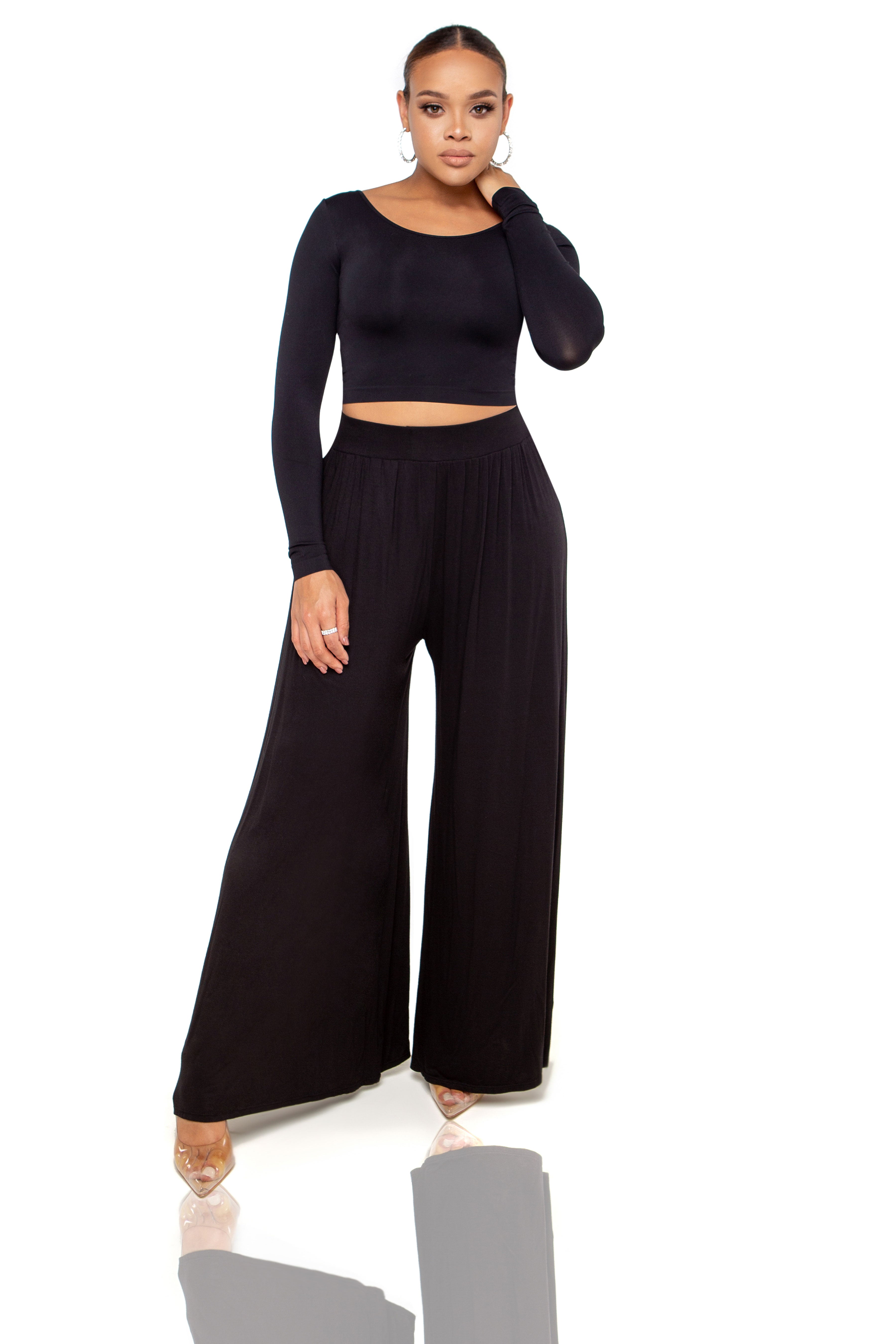 Kaylee Wide Leg Pants - Black