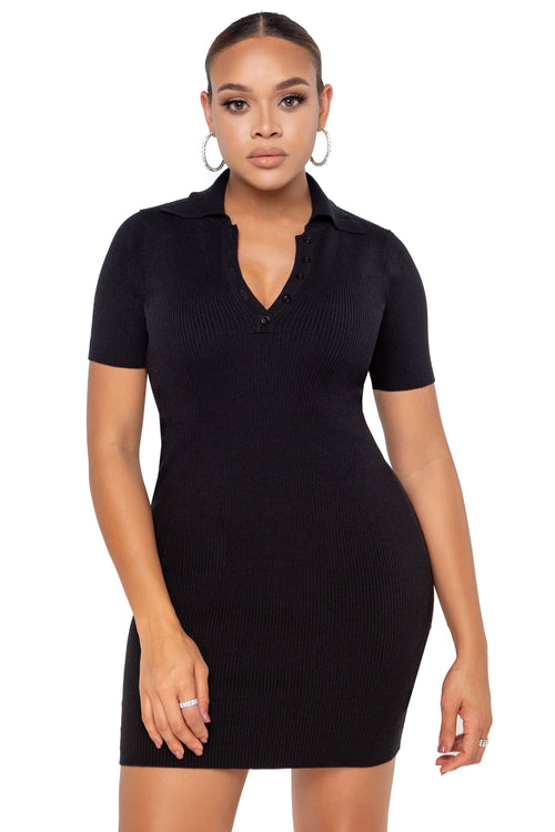 Ava Sweater Mini Dress - Black - ShopLuvB