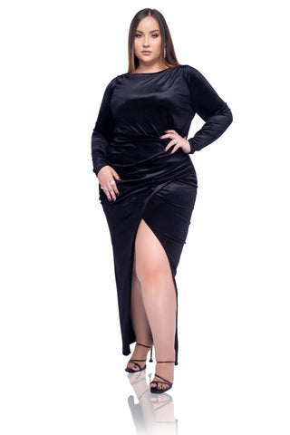 Eva Satin Mini Dress - Black