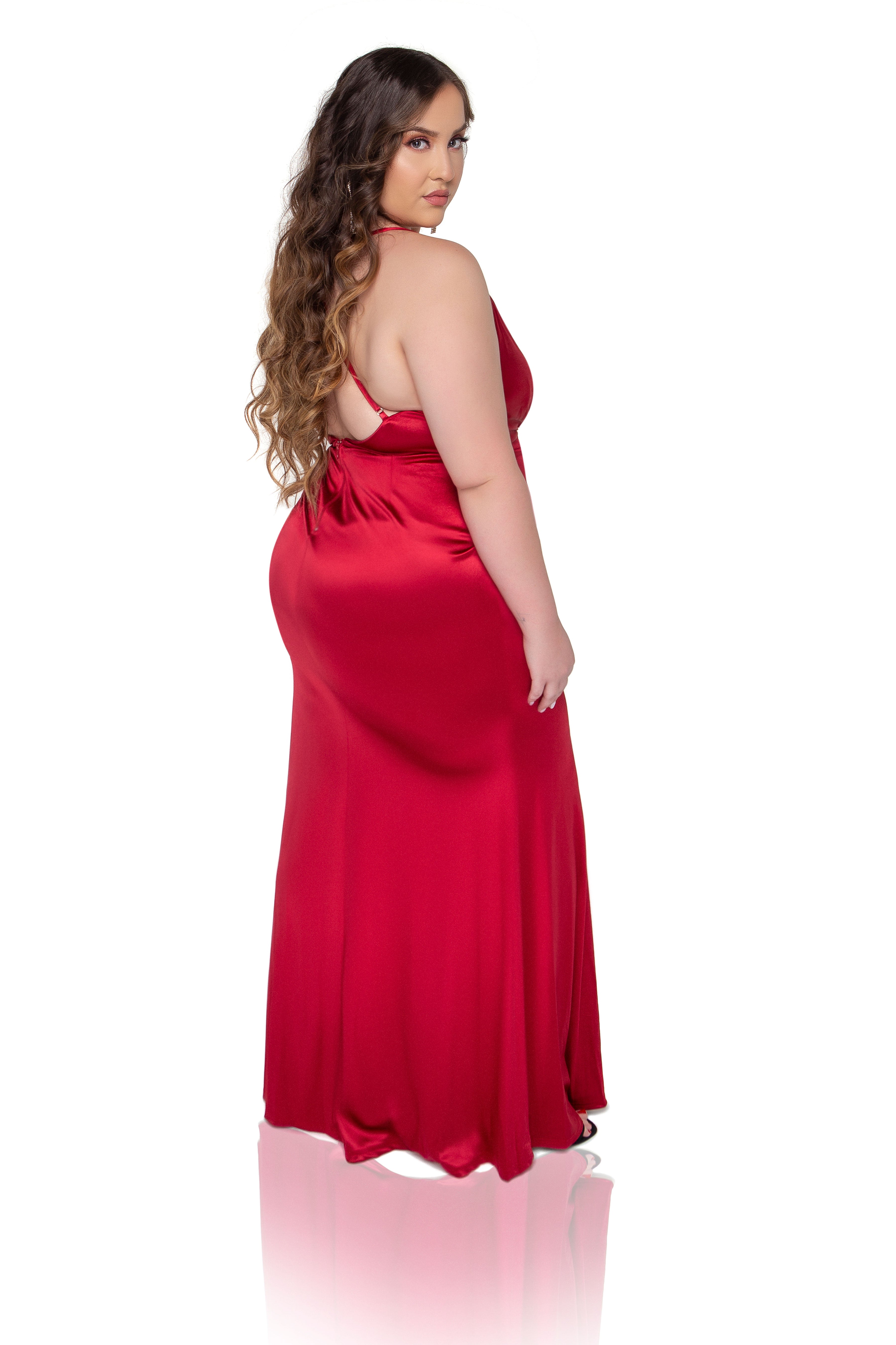 Kiara Satin Maxi Dress - Red - ShopLuvB